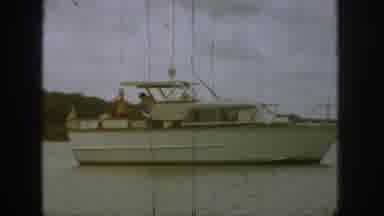Michigan USA (1961): Yacht With Tourists On , Stopped In Calm Water On A Cloudy