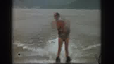 Michigan USA (1961): Man Water Skiing Towed By A Motorboat