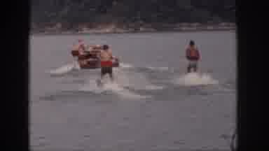 Michigan USA (1961): Water Skiing Behind A Motor Boat With Double Tandem Skiers