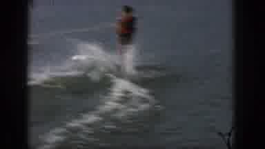 Michigan USA (1961): Man Water Skiing Behind Boat, 2 Views