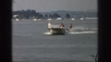 Michigan USA (1961): Happily Water Skiing Behind A Nasty Green And White Boat