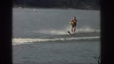 Michigan USA (1961): A Single Man Is Seen Water Skiing On A Lake