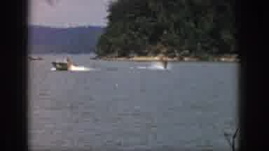 Michigan USA (1961): Person Water Skiing In An Old Home Movie From A Lake Vacation