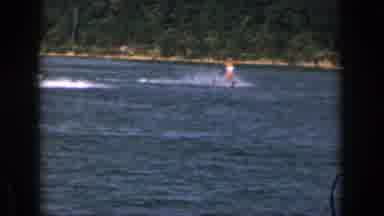 Michigan USA (1961): Skiing On The River Holding Onto A Rope Which Seems To Be
