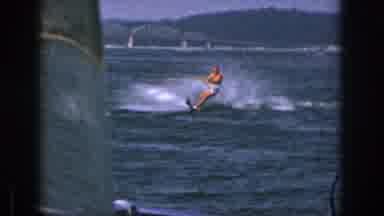 Michigan USA (1961): A Man Is Doing Water Skiing, Possibly Pulled Behind A Boat