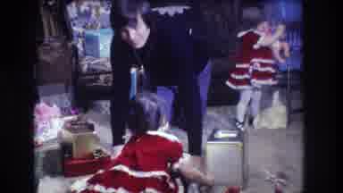 Medford New Jersey USA (1973): Man With His Two Holiday-Dressed Toddler Girls