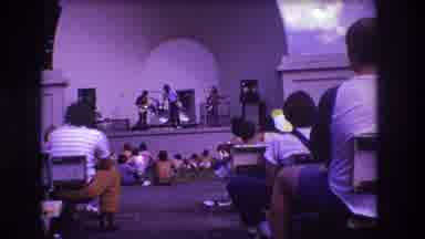 Medford New Jersey USA (1973): A Band Playing In Front Of A Small Outdoor Crowd