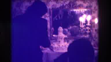 Medford New Jersey USA (1973): Bride And Groom Cutting A Wedding Cake In A Dimly
