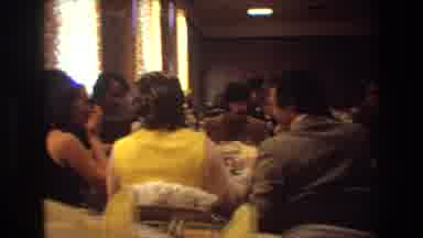 Boston USA (1974): People Eat And Have Fun At A Wedding Reception In A Large Room