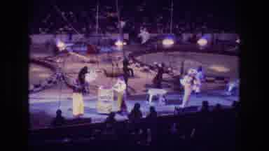 Boston USA (1974): Circus Performers Including Clowns Walking Around Two Rings On
