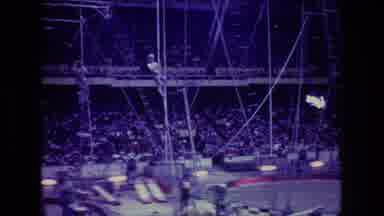 Boston USA (1974): Acrobats Perform Stunt While Clown Bounces Ball At Circus Show