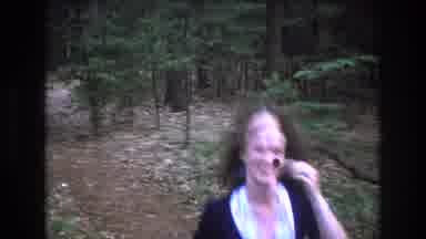Baxter Maine USA (1975): Woman Having Fun With Her Dogs In The Middle Of The