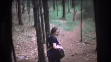 Baxter Maine USA (1975): Woman Running Fear Dog Forest Pursue Help Grass Small