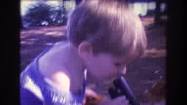Baxter Maine USA (1975): Happy Kid Playing Outside