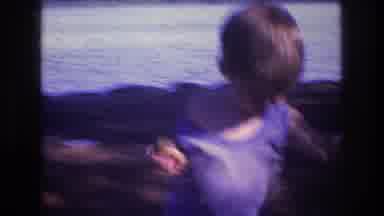 Baxter Maine USA (1975): Mom Child Sitting Near Amusement Park Train Tracks Taking