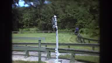 Baxter Maine USA (1975): Man On Vehicle On Track In The Countryside Train In The