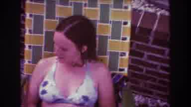 Boston USA (1975): Home Pool Party Featuring Woman Smiling For Camera