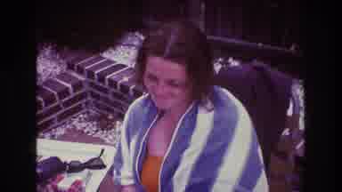 Boston USA (1975): The Lady Sits In The Open Air At The Table Enjoying The Evening