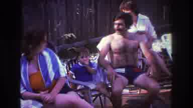 Boston USA (1975): Family Enjoying Time By The Pool In The Backyard