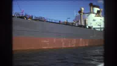 Boston USA (1975): Vintage Clip Of Ship Floating On Water In Front Of Bridge