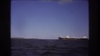 Boston USA (1975): Panoramic Shot Of A Large Ship In The Wide Open Ocean