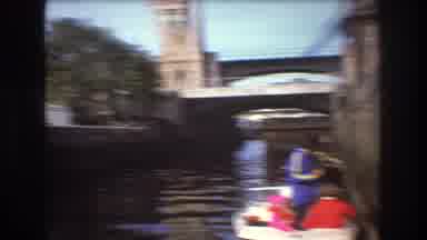 Boston USA (1975): Small Boat Docking Up On A Small River On A Nice And Sunny Day