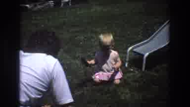 Mt Bromley Vermont USA (1976): Daddy And Daughter Playing In The Grass By The