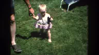 Mt Bromley Vermont USA (1976): A Baby Girl Walking With Her Dad Looking Around