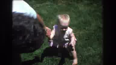 Mt Bromley Vermont USA (1976): Adult Man And A Blonde Barefoot Baby Girl Holding A