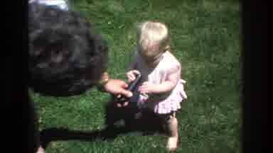 Mt Bromley Vermont USA (1976): Man With Toddler Outside In Daytime With Object