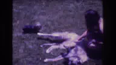 Mt Bromley Vermont USA (1976): Large Dog Being Petted By Woman, Small Dog Runs