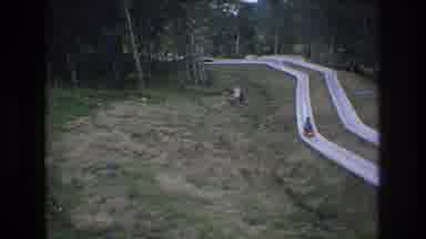 Mt Bromley Vermont USA (1976): Child Slowly Riding An Alpine Slide On A Summer