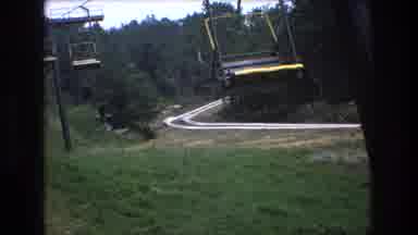 Mt Bromley Vermont USA (1976): Ski Lift Descending A Mountain Slope In Spring,