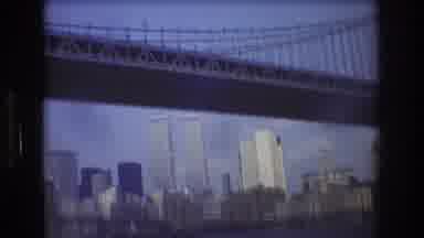 New York City USA (1976): A Ship Sailing Near A Huge Beautiful Underbridge