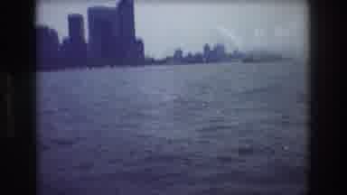 New York City USA (1976): City Skyline Viewed From An Offshore Boat In Water With