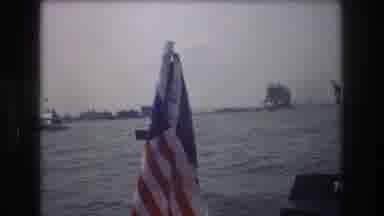 New York City USA (1976): American Flag On A Boat On The Water