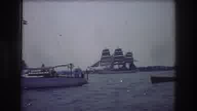 New York City USA (1976): Three Masted Boat Filmed On The Sea, From Another Board