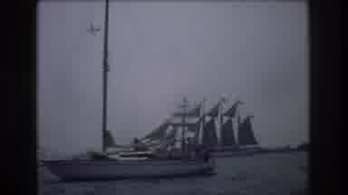New York City USA (1976): Two Large Ships Sailing In The Sea