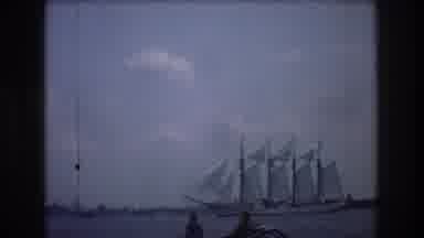 New York City USA (1976): Curious Boating Onlookers Watch Magnificently Sail Boat