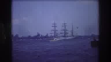 New York City USA (1976): Person Recording A Large Boat Sailing