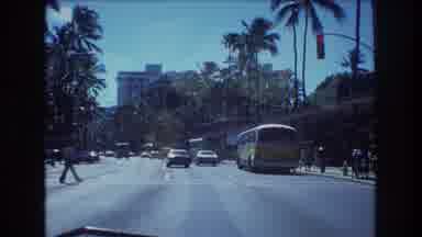 Honolulu Hawaii a USA (1977): People Crossing The Street In The City With Vehicles