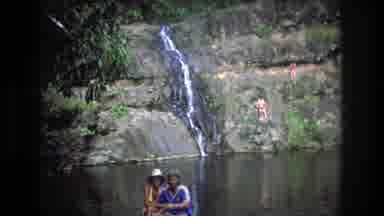 Honolulu Oahu Hawaii USA (1977): Natural Waterfall Flowing Down Rocks Into A Pool