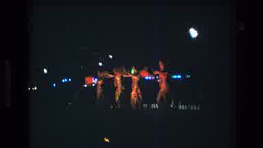 Honolulu Oahu Hawaii USA (1977): Four Dancers On Stage In Red Sparkly Leotards
