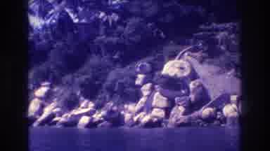 Acapulco Mexico (1982): Riverside Rock View With Palm Trees
