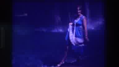 Acapulco Mexico (1982): Smiling Woman In Blue And White Dress Dancing On A Beach