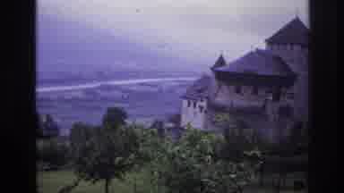 France (1967): Hill Top Filming Castle Property Valley Below River Town Trees