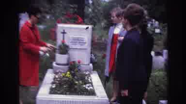 France (1967): Four Woman Stand Around A Grave With Flowers They Point And Gesture