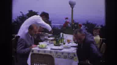 France (1967): Four People Having A Fancy Meal On An Outdoor Patio