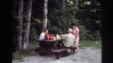 Ottawa Canada (1967): Two Men And One Woman Eating Outdoors At A Picnic Table
