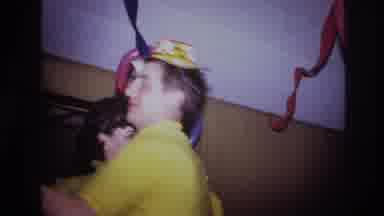 Ottawa Canada-1967: Couple Dancing At Party In Yellow Outfits With Balloon Decorations